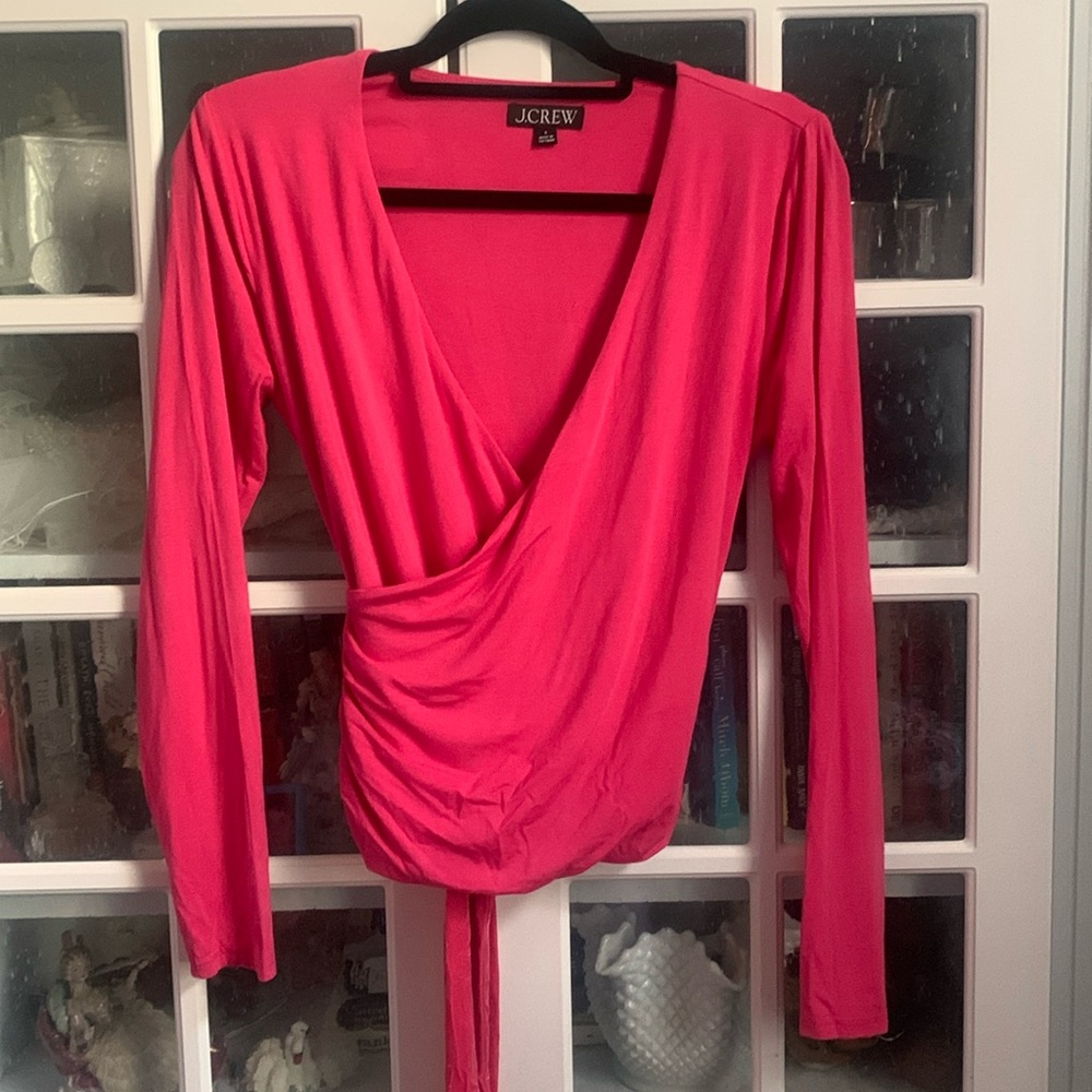 J crew wrap shirt - hot pink